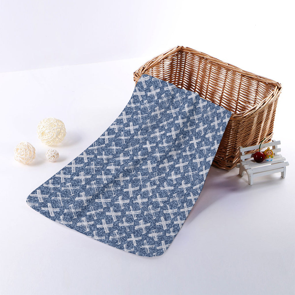 X Cross Denim Jeans Pattern Print Towel