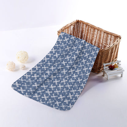X Cross Denim Jeans Pattern Print Towel