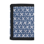 X Cross Denim Jeans Pattern Print Trifold Wallet