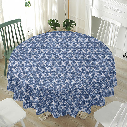 X Cross Denim Jeans Pattern Print Waterproof Round Tablecloth