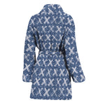 X Cross Denim Jeans Pattern Print Women's Bathrobe