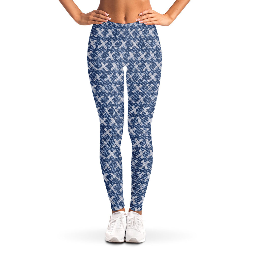 X Cross Denim Jeans Pattern Print Women's Leggings