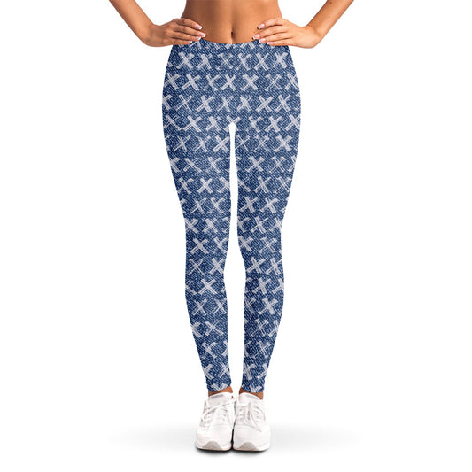 X Cross Denim Jeans Pattern Print Women's Leggings