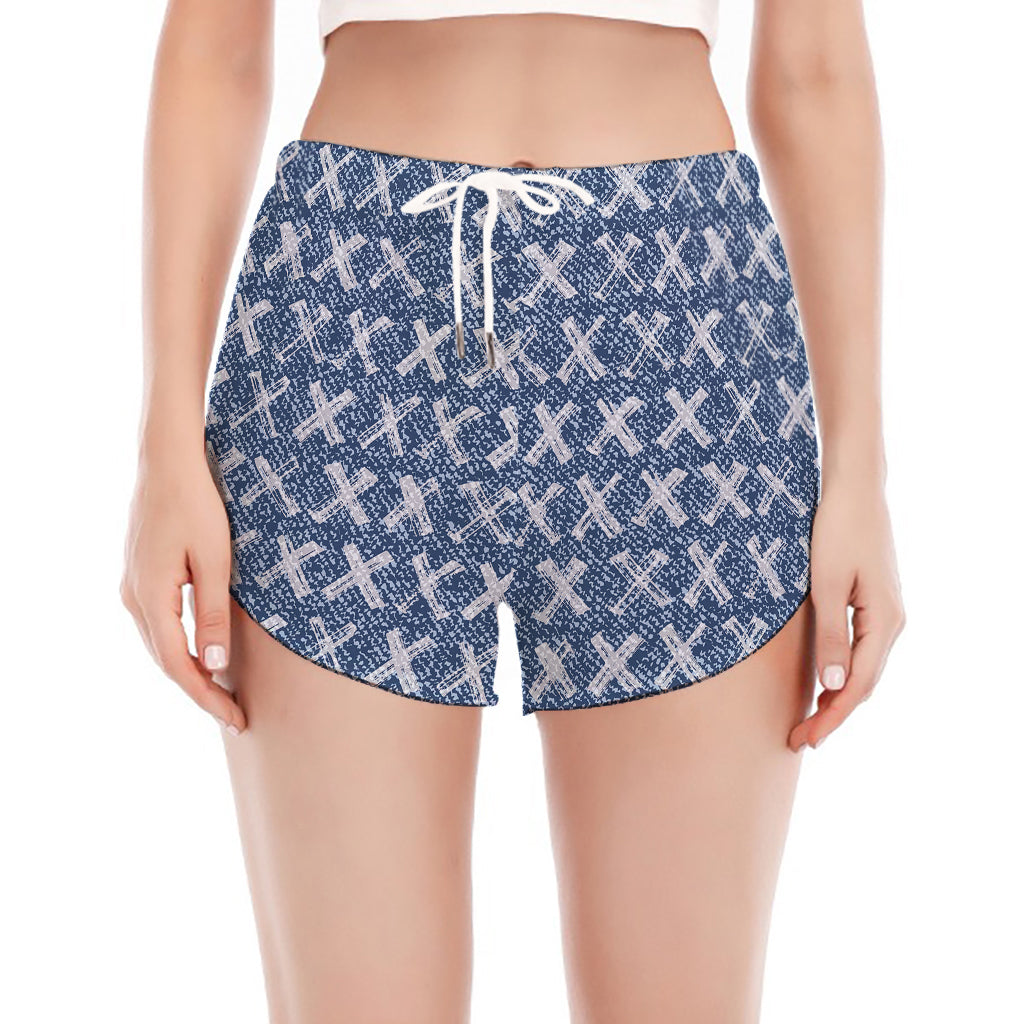 X Cross Denim Jeans Pattern Print Women's Split Running Shorts