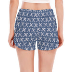 X Cross Denim Jeans Pattern Print Women's Split Running Shorts