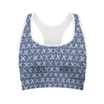 X Cross Denim Jeans Pattern Print Women's Sports Bra