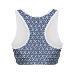 X Cross Denim Jeans Pattern Print Women's Sports Bra