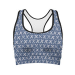 X Cross Denim Jeans Pattern Print Women's Sports Bra