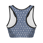 X Cross Denim Jeans Pattern Print Women's Sports Bra