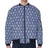 X Cross Denim Jeans Pattern Print Zip Sleeve Bomber Jacket