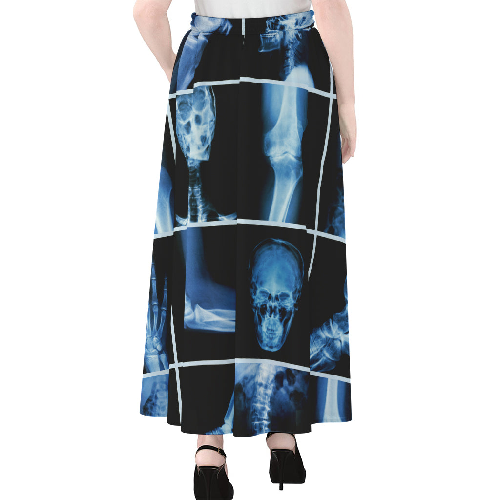 X-Ray Film Radiology Print Chiffon Maxi Skirt