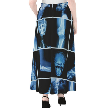 X-Ray Film Radiology Print Chiffon Maxi Skirt