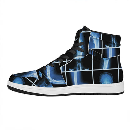 X-Ray Film Radiology Print High Top Leather Sneakers