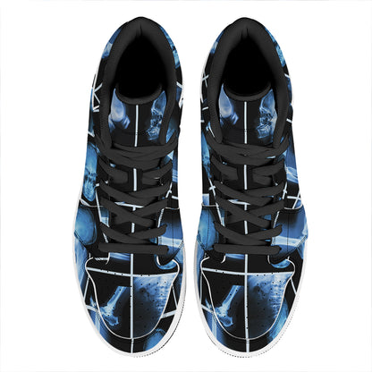 X-Ray Film Radiology Print High Top Leather Sneakers