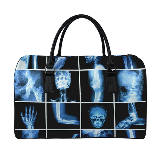 X-Ray Film Radiology Print Leather Duffle Bag