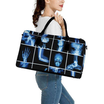 X-Ray Film Radiology Print Leather Duffle Bag