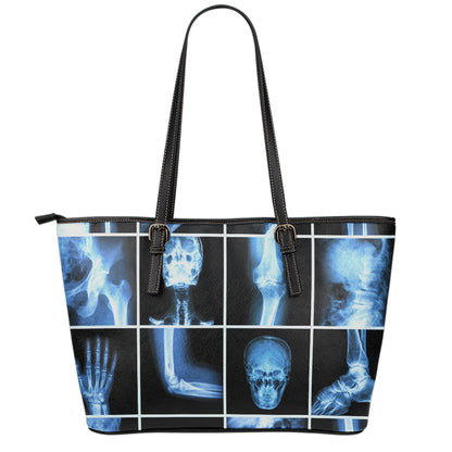 X-Ray Film Radiology Print Leather Tote Bag