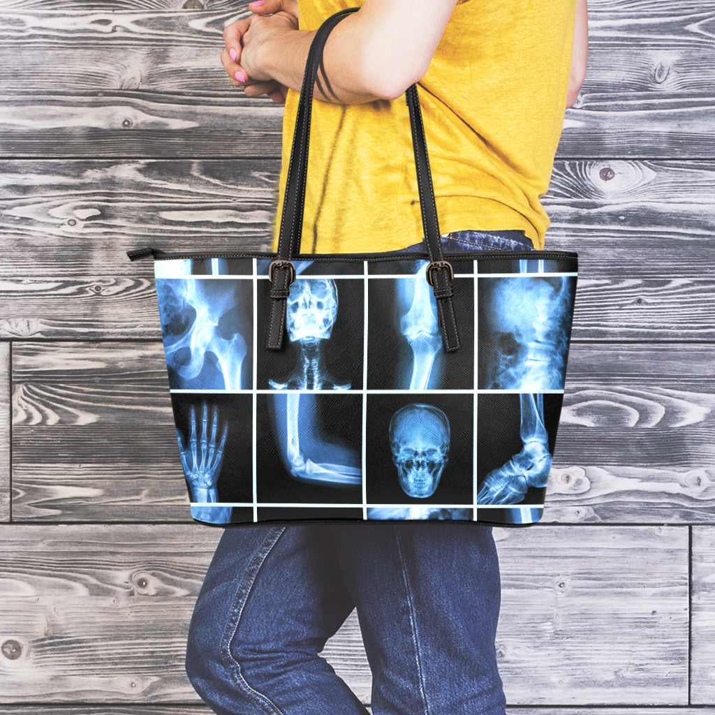 X-Ray Film Radiology Print Leather Tote Bag