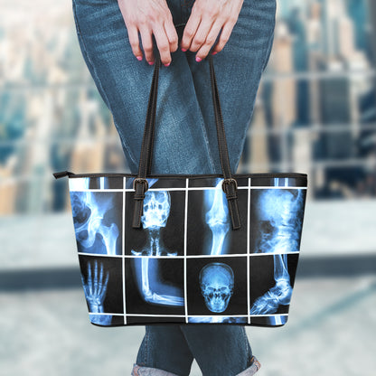 X-Ray Film Radiology Print Leather Tote Bag