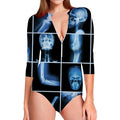 X-Ray Film Radiology Print Long Sleeve Swimsuit