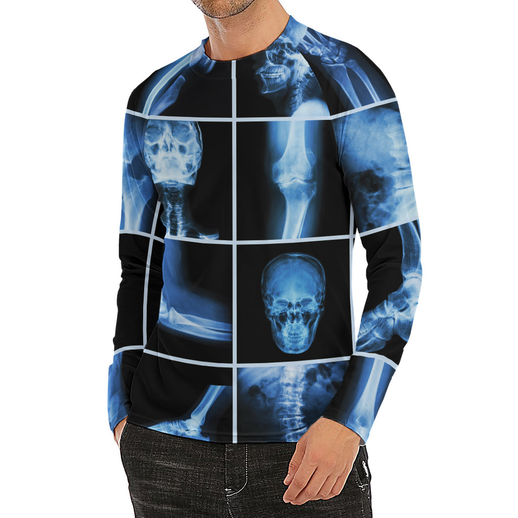 X-Ray Film Radiology Print Men's Long Sleeve Rash Guard