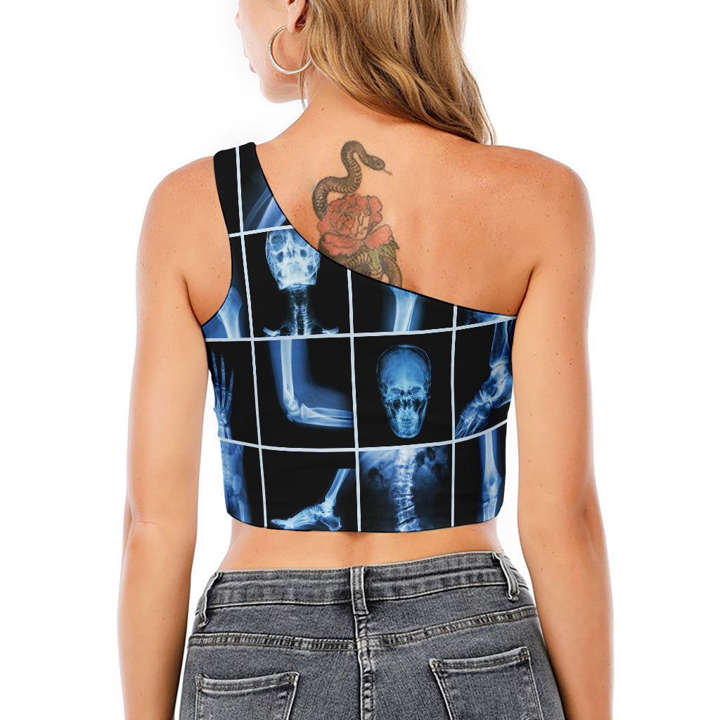 X-Ray Film Radiology Print One Shoulder Crop Top