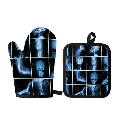 X-Ray Film Radiology Print Oven Mitt And Pot Holder Set
