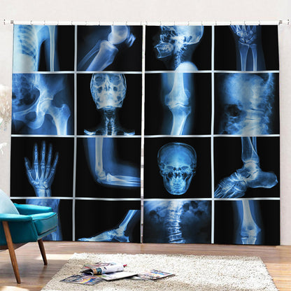 X-Ray Film Radiology Print Pencil Pleat Curtains
