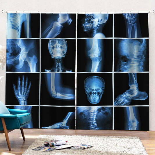 X-Ray Film Radiology Print Pencil Pleat Curtains