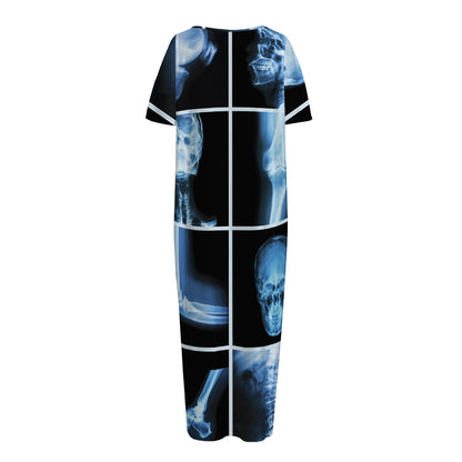 X-Ray Film Radiology Print Short Sleeve Long Nightdress