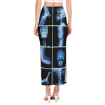 X-Ray Film Radiology Print Side Slit Maxi Skirt