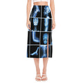 X-Ray Film Radiology Print Side Slit Midi Skirt