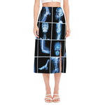 X-Ray Film Radiology Print Side Slit Midi Skirt