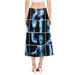 X-Ray Film Radiology Print Side Slit Midi Skirt