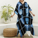 X-Ray Film Radiology Print Silk V-Neck Kaftan Dress