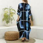 X-Ray Film Radiology Print Silk V-Neck Kaftan Dress