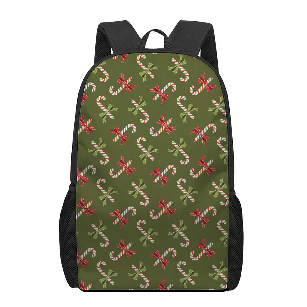 Xmas Candy Cane Pattern Print 17 Inch Backpack
