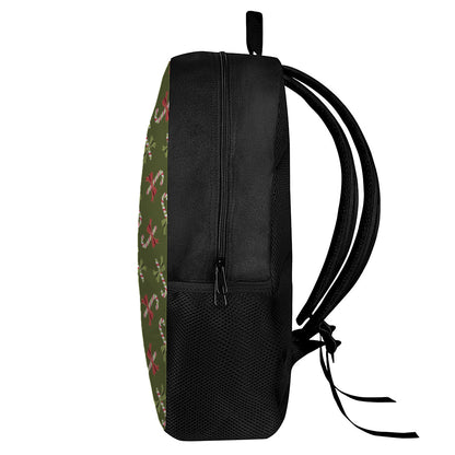 Xmas Candy Cane Pattern Print 17 Inch Backpack