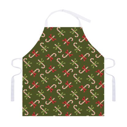 Xmas Candy Cane Pattern Print Adjustable Apron
