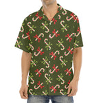 Xmas Candy Cane Pattern Print Aloha Shirt