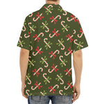 Xmas Candy Cane Pattern Print Aloha Shirt