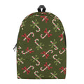 Xmas Candy Cane Pattern Print School Backpack