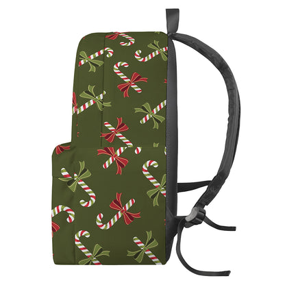 Xmas Candy Cane Pattern Print Backpack