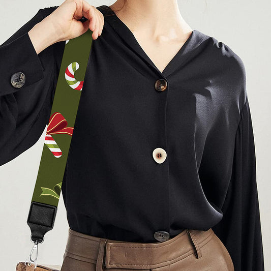 Xmas Candy Cane Pattern Print Bag Strap