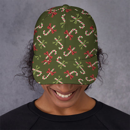 Xmas Candy Cane Pattern Print Baseball Cap
