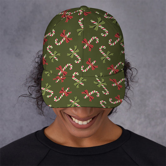 Xmas Candy Cane Pattern Print Baseball Cap