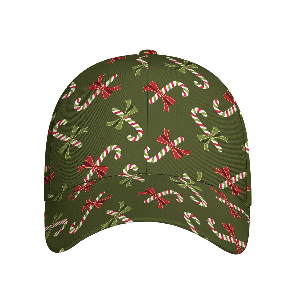 Xmas Candy Cane Pattern Print Baseball Cap