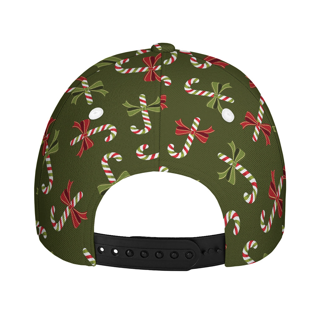 Xmas Candy Cane Pattern Print Baseball Cap