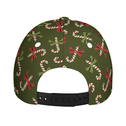 Xmas Candy Cane Pattern Print Baseball Cap