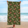 Xmas Candy Cane Pattern Print Beach Towel